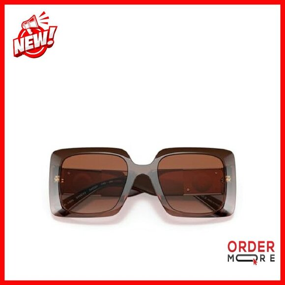 Brown Plastic Rectangle Sunglasses with Gradient Lens main image 4